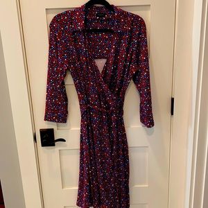 Talbots faux wrap dress heart print